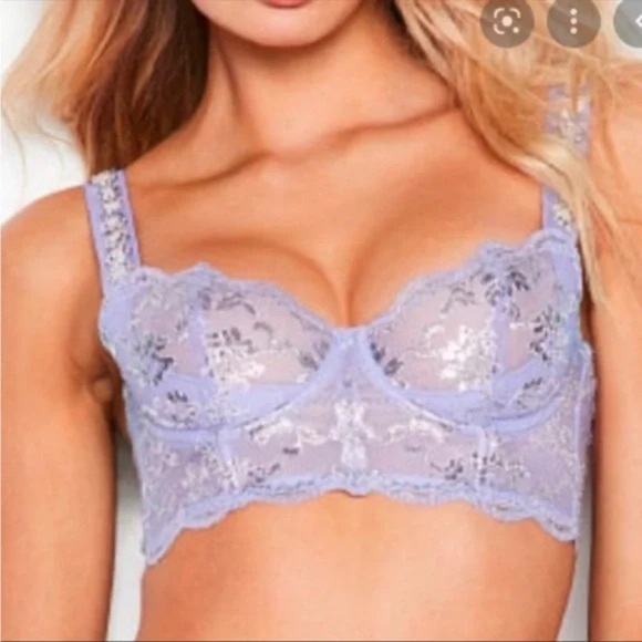 Dream Angels Victoria's Secret The Fabulous Lilac Silver Embellished Bra Sz 32A - Picture 1 of 10